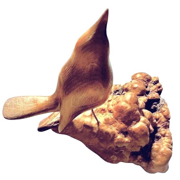 Vintage Hand Crafted Carved Bird on Burl Wood One of a Kind 1970’s - Picture 2 of 4